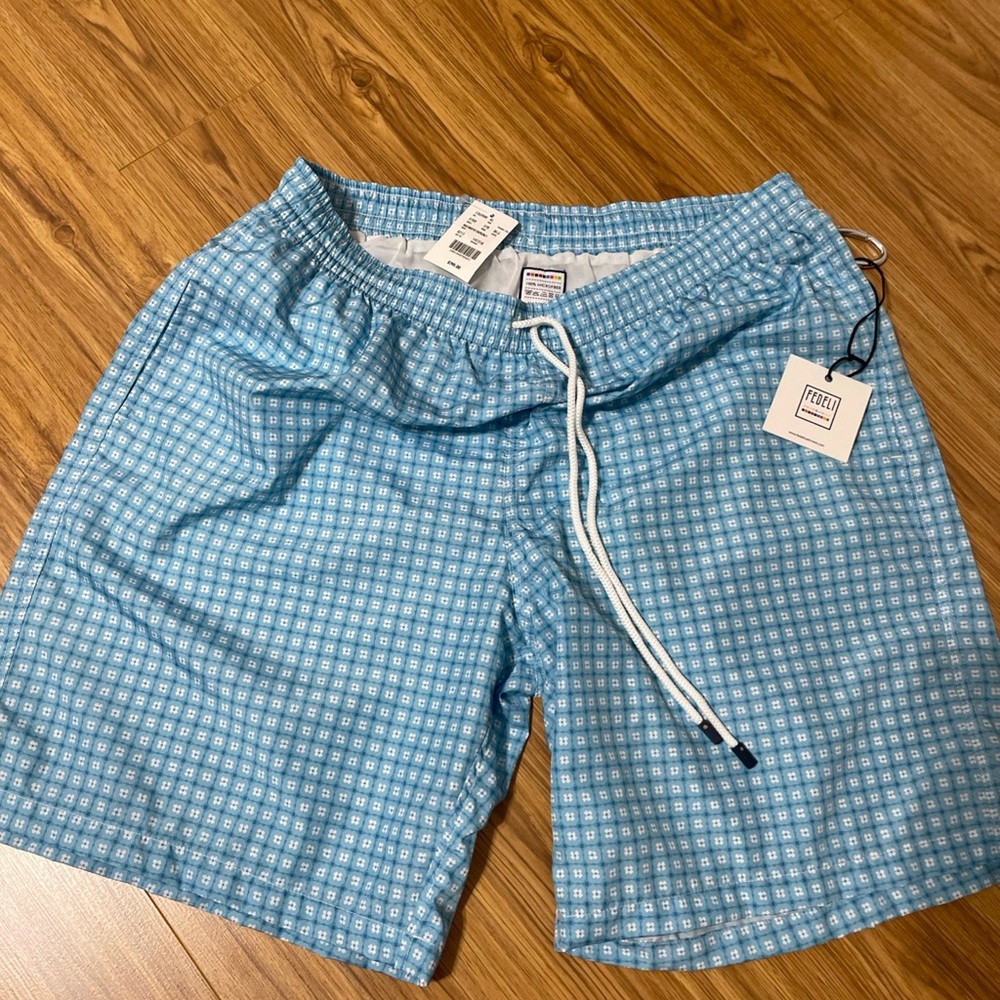 NWT Fedeli Blue Men's Swim shorts Size XL $265 Made In Italy